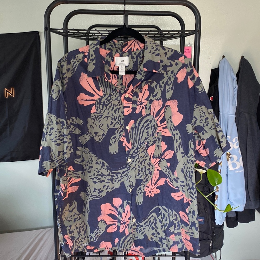 Blue H&M Jungle Button Up